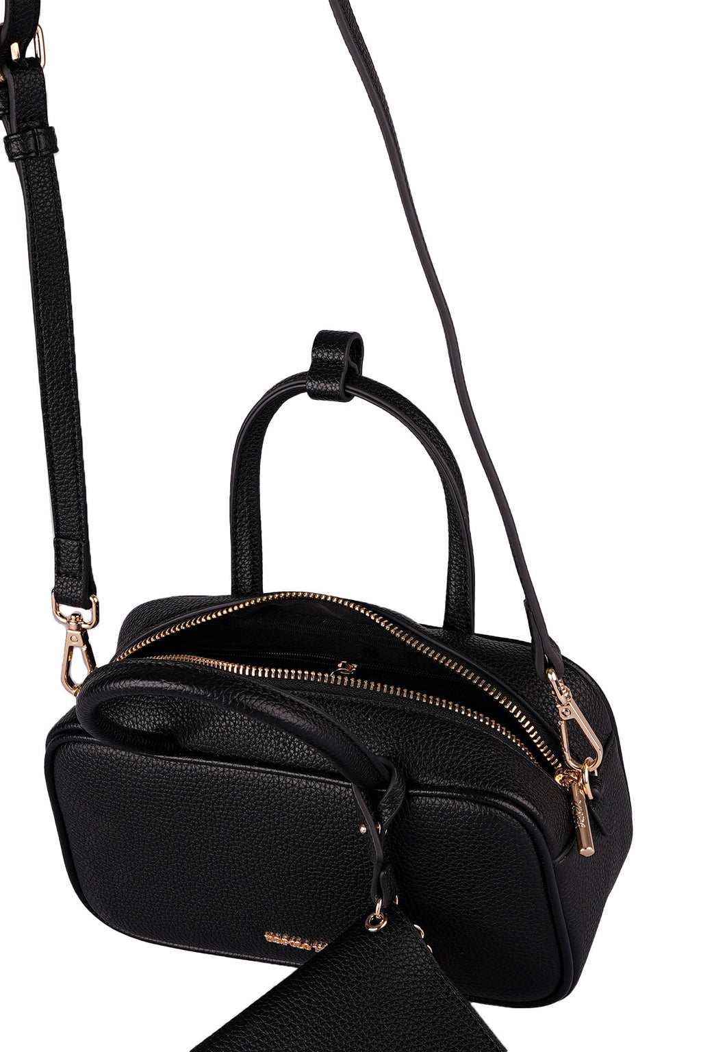 U.S. Polo Assn., Geanta de piele ecologica cu maner si breloc, Negru