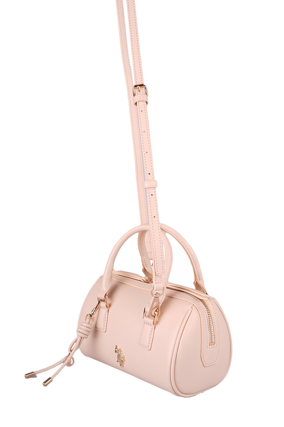 U.S. Polo Assn., Geanta cu maner si bareta aditionala, Alb fildes