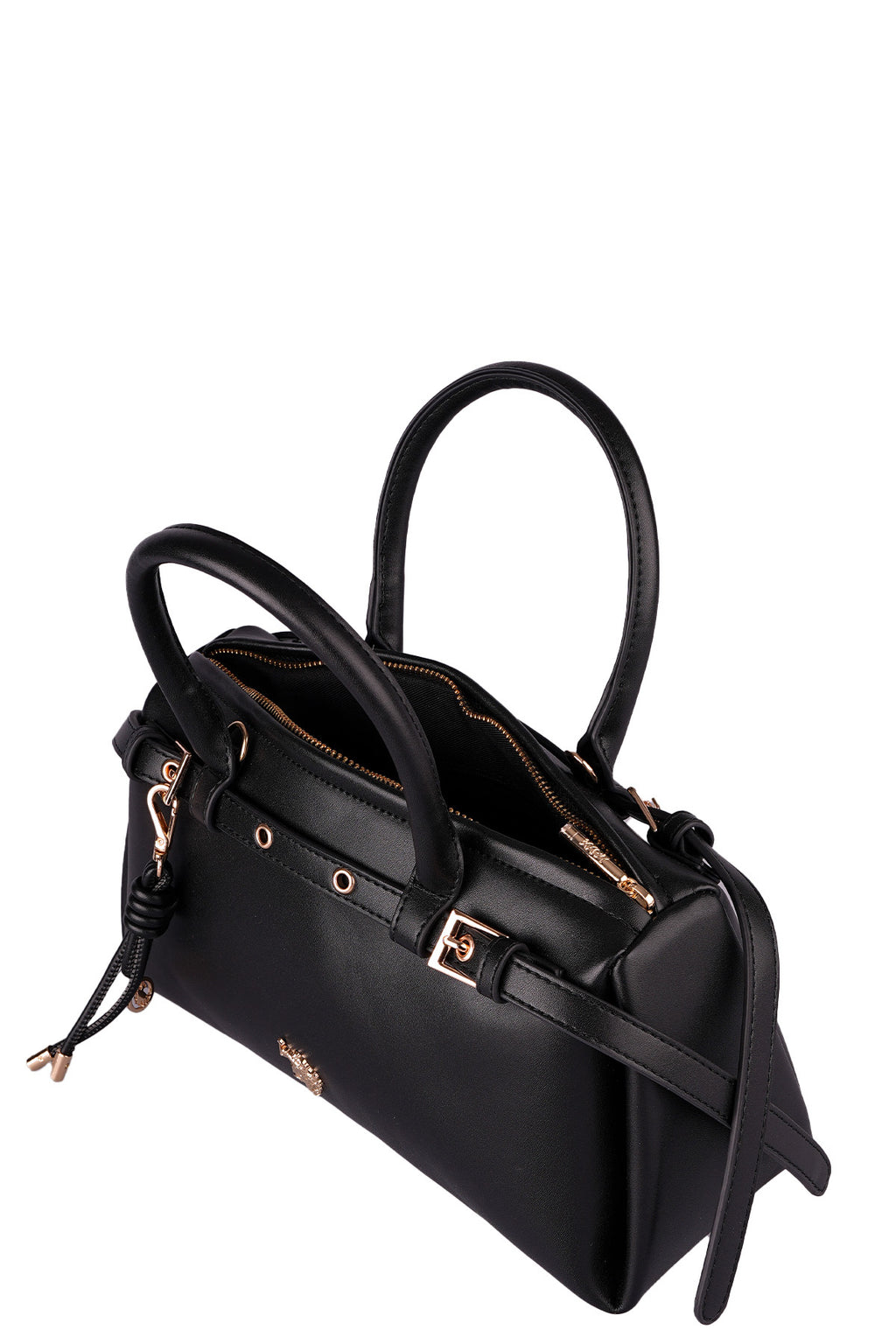 U.S. Polo Assn., Geanta de piele ecologica cu logo mic metalic, Negru