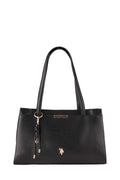 U.S. Polo Assn., Geanta de piele ecologica cu accesoriu logo, Negru