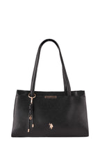 U.S. Polo Assn., Geanta de piele ecologica cu accesoriu logo, Negru