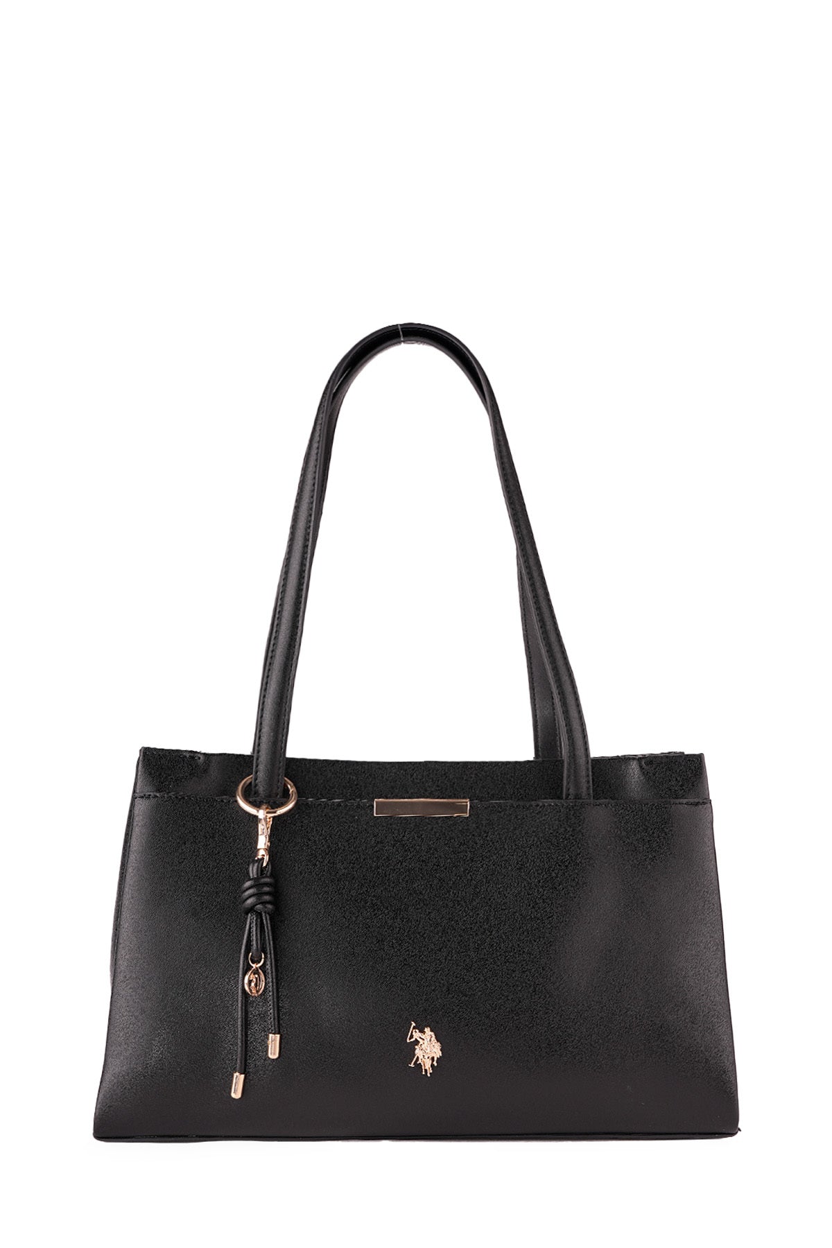 U.S. Polo Assn., Geanta de piele ecologica cu accesoriu logo, Negru
