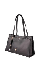 U.S. Polo Assn., Geanta de piele ecologica cu accesoriu logo, Negru