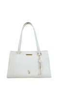 U.S. Polo Assn., Geanta de piele ecologica cu accesoriu logo, Alb murdar