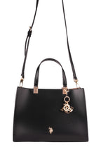 U.S. Polo Assn., Geanta tote de piele ecologica cu bareta detasabila, Negru