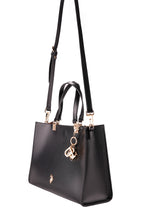 U.S. Polo Assn., Geanta tote de piele ecologica cu bareta detasabila, Negru