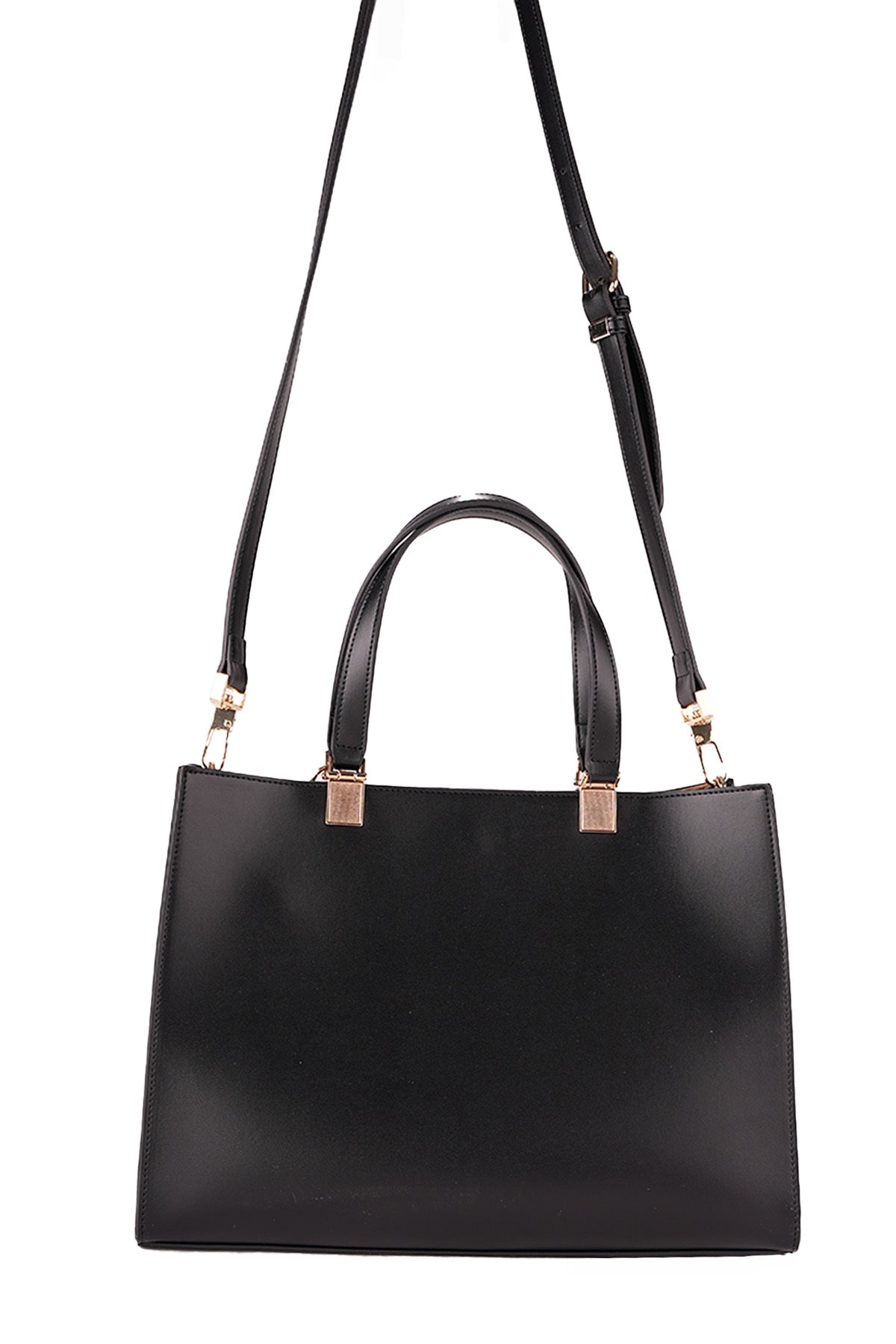 U.S. Polo Assn., Geanta tote de piele ecologica cu bareta detasabila, Negru