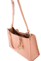 U.S. Polo Assn., Geanta tote de piele ecologica cu bareta detasabila, Roz somon