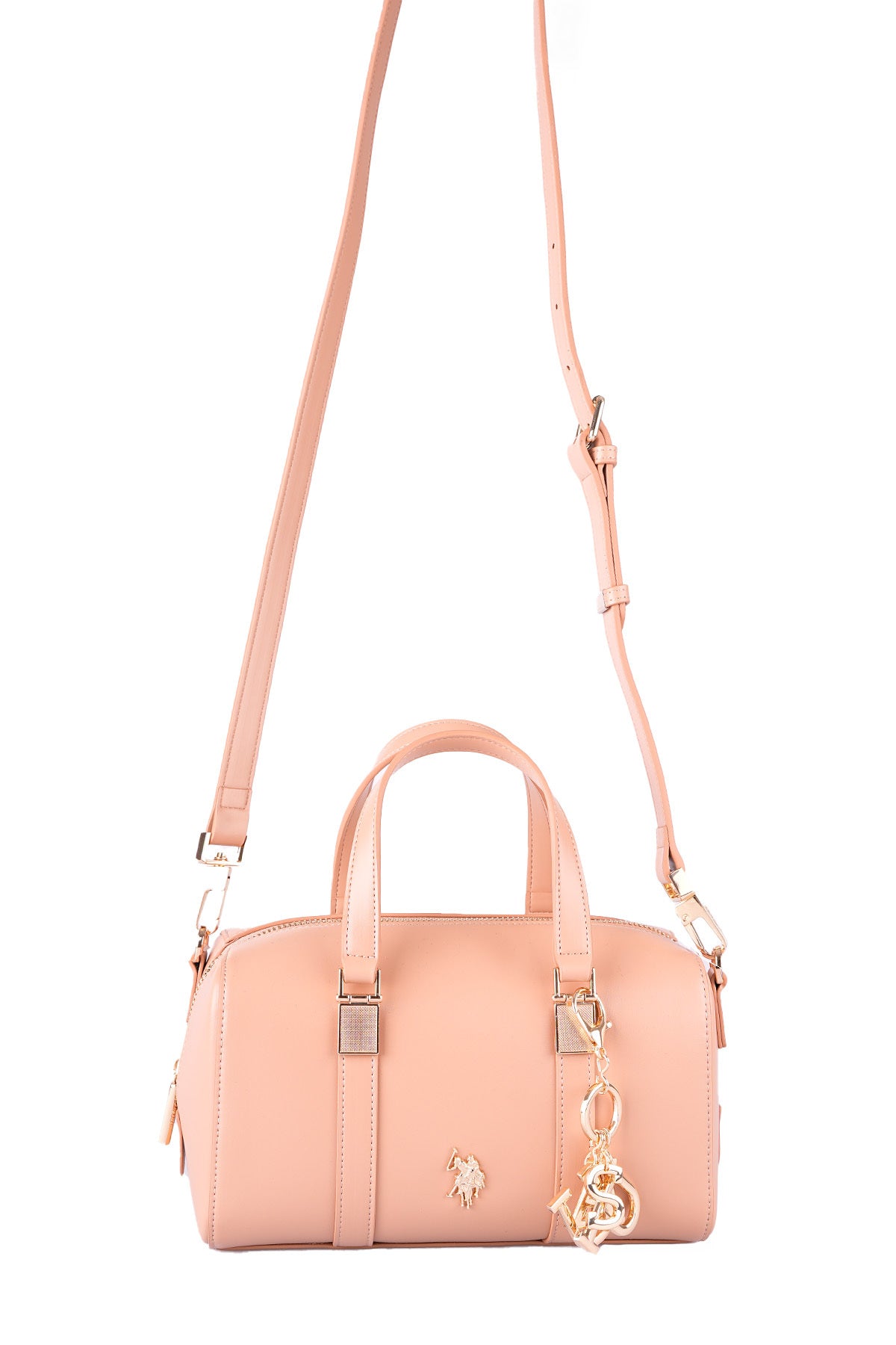U.S. Polo Assn., Geanta crossbody de piele ecologica, Roz somon