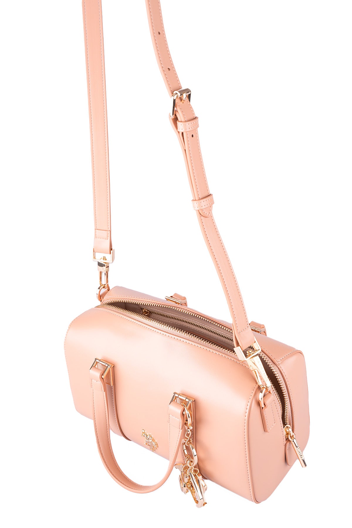 U.S. Polo Assn., Geanta crossbody de piele ecologica, Roz somon