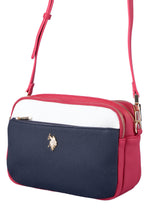 U.S. Polo Assn., Geanta crossbody cu bareta ajustabila, Rosu, Alb, Bleumarin