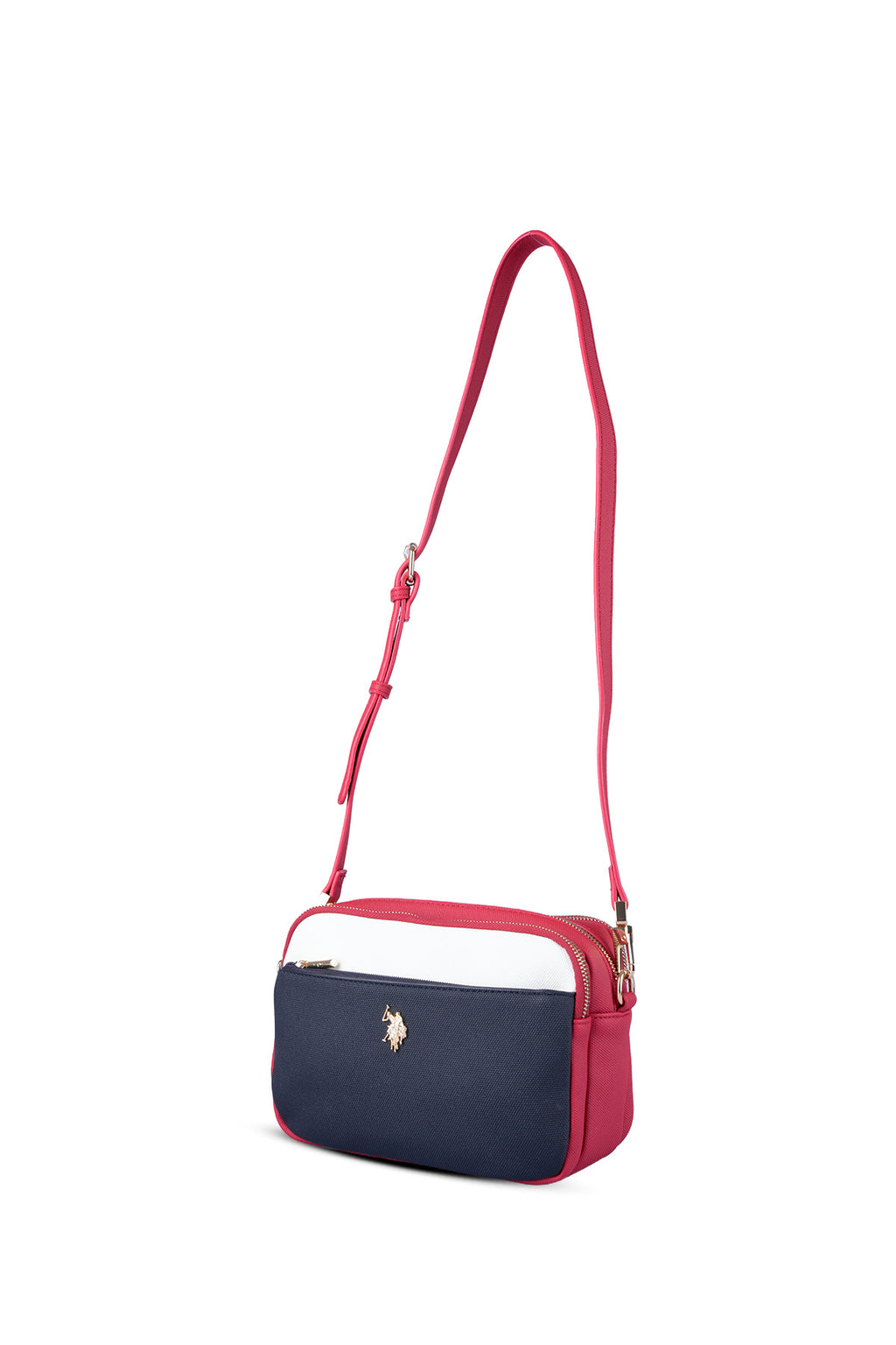 U.S. Polo Assn., Geanta crossbody cu bareta ajustabila, Rosu, Alb, Bleumarin
