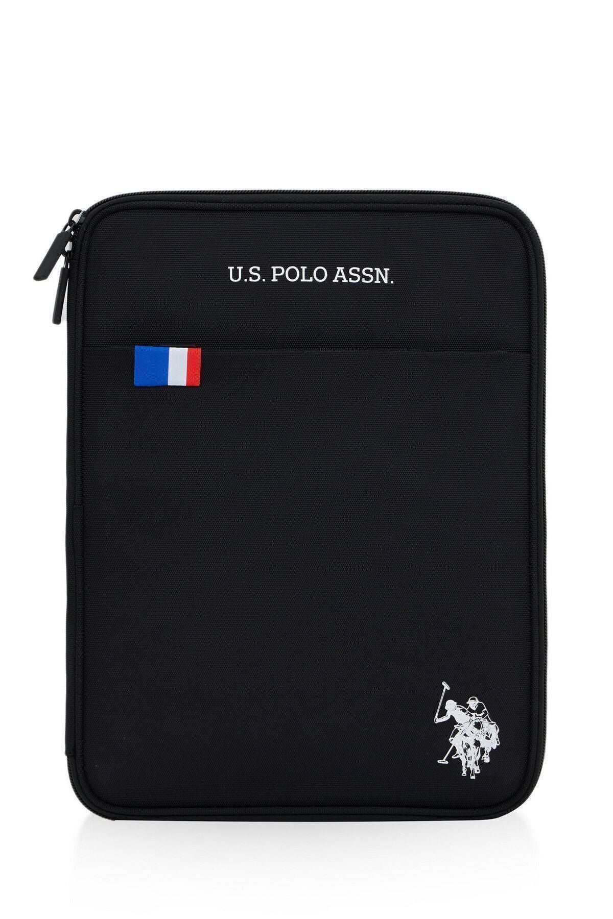 U.S. Polo Assn., Husa textila pentru laptop, cu logo, Negru