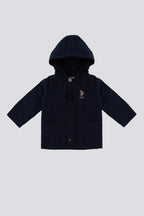 U.S. Polo Assn., Jacheta cu gluga si logo, Albastru ultramarin