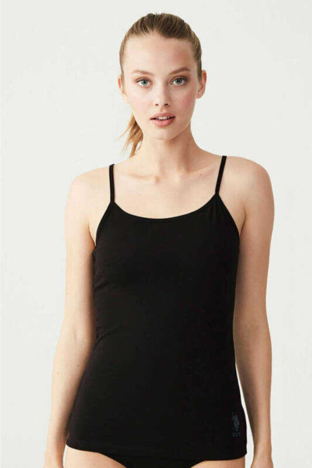 U.S. Polo Assn., Top din amestec de modal cu bretele subtiri, Negru, 42