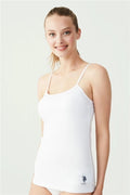 U.S. Polo Assn., Top din amestec de modal cu bretele subtiri, Alb optic, 44