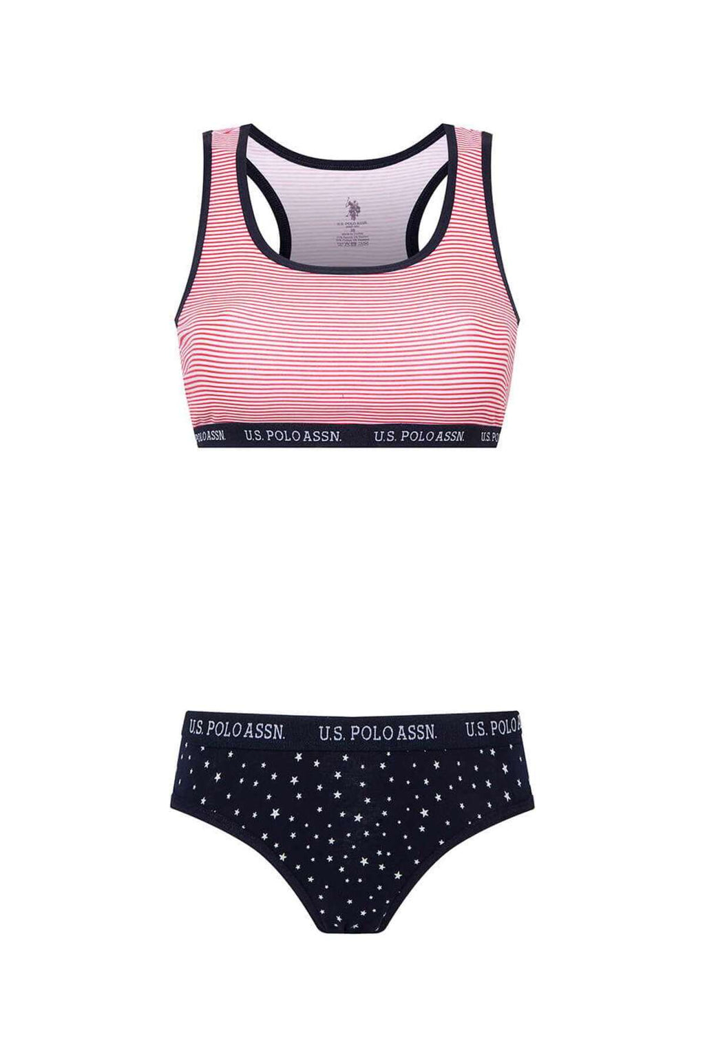 U.S. Polo Assn. Set chiloti si bustiera din amestec de bumbac, banda elastica