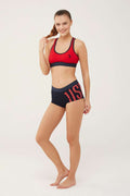 U.S. Polo Assn., Set de bustiera cu spate decupat si boxeri, 2 piese, Rosu, Negru, 42