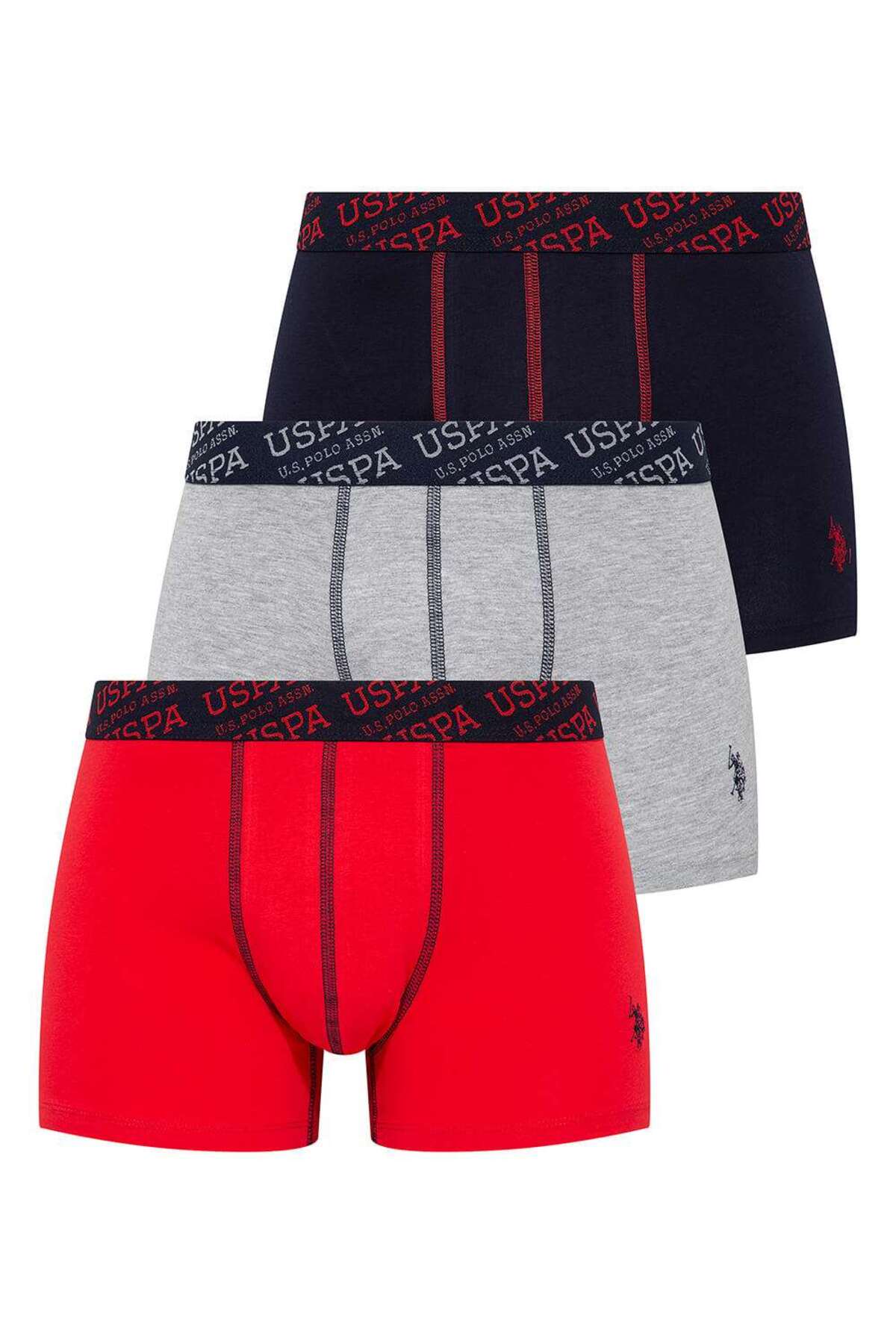 U.S. Polo Assn., Set de boxeri cu banda logo in talie - 3 perechi