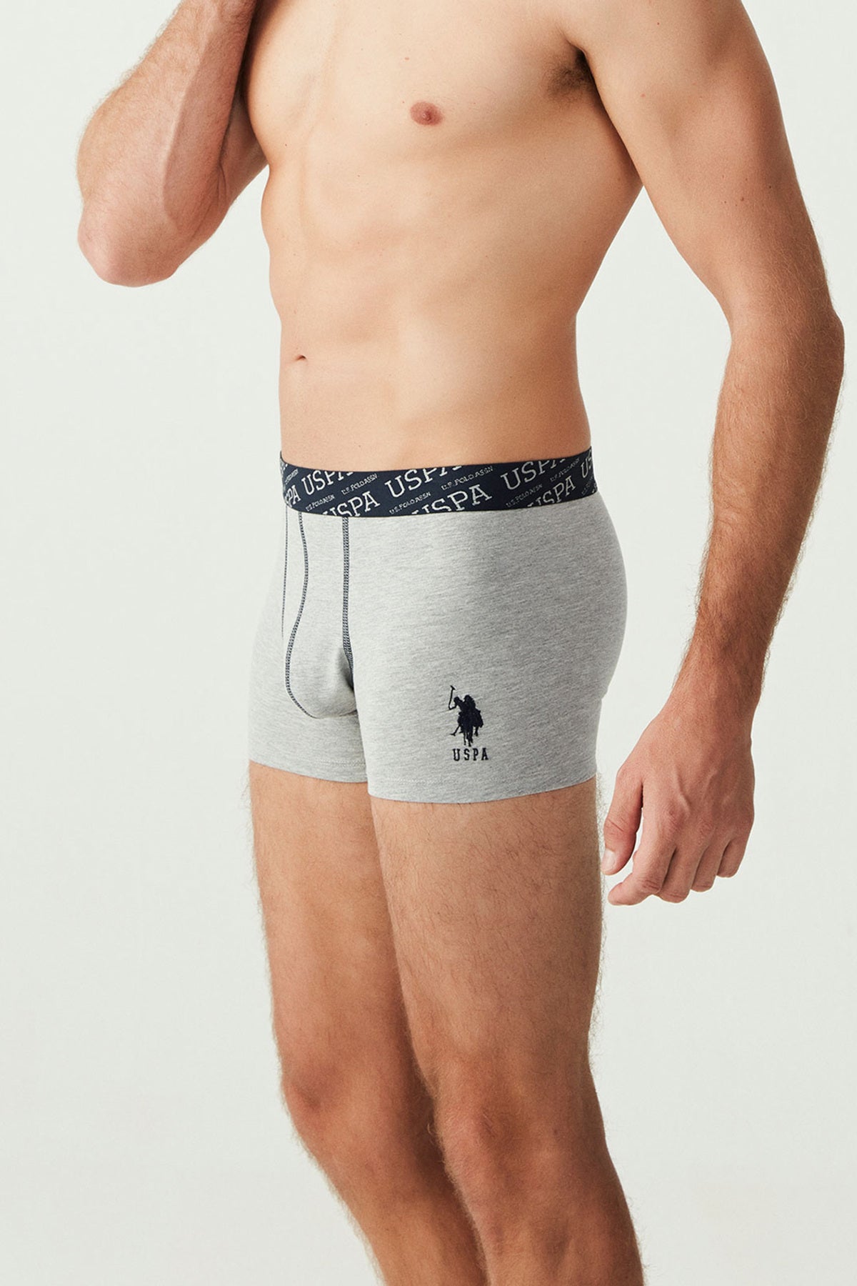 U.S. Polo Assn., Set de boxeri cu banda logo in talie - 3 perechi