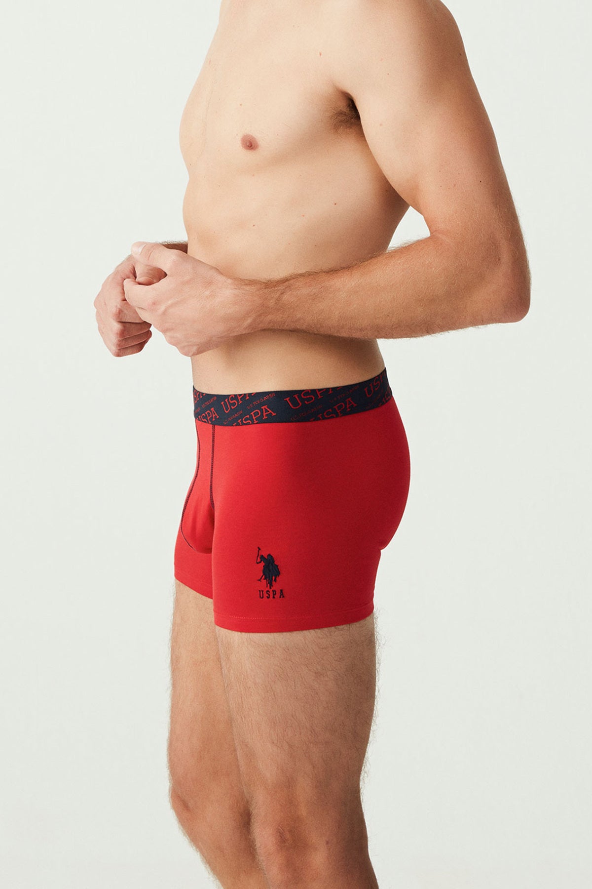 U.S. Polo Assn., Set de boxeri cu banda logo in talie - 3 perechi