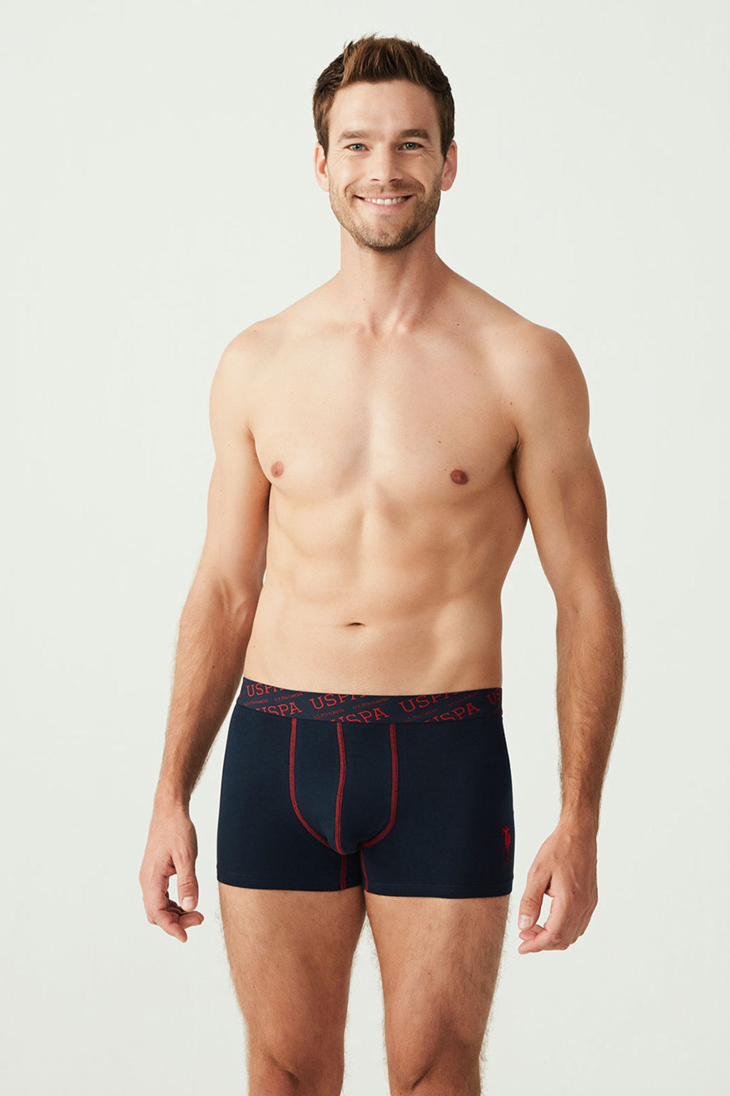 U.S. Polo Assn., Set de boxeri cu banda logo in talie - 3 perechi