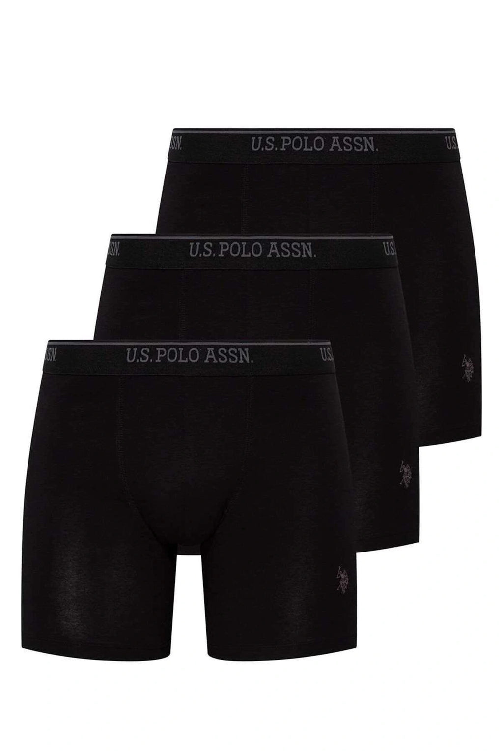 U.S. Polo Assn. Set 3 perechi boxeri barbati, lungi, din amestec de bumbac