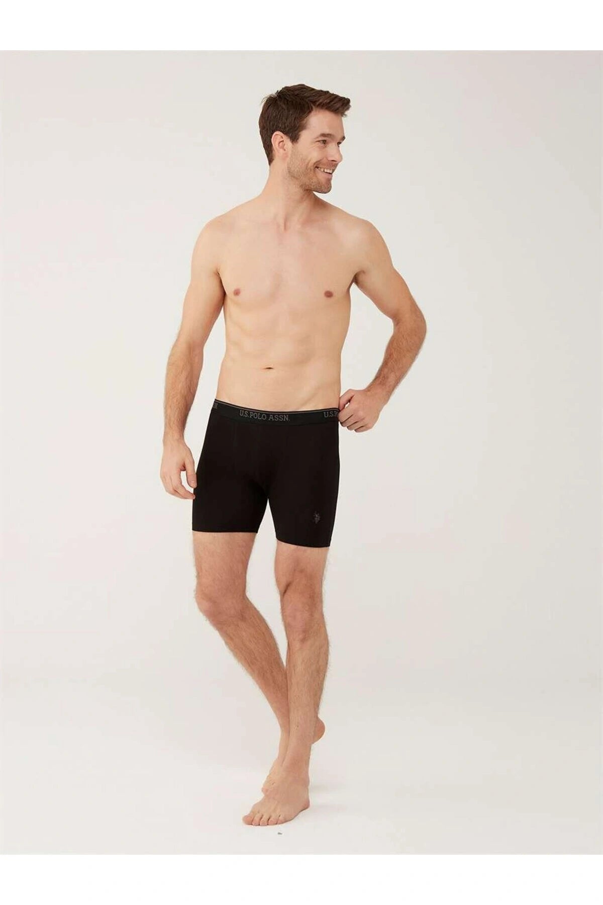 U.S. Polo Assn. Set 3 perechi boxeri barbati, lungi, din amestec de bumbac