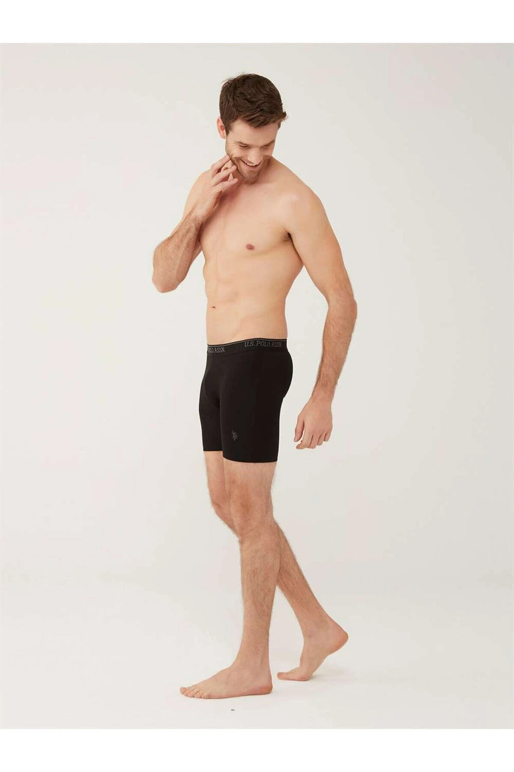 U.S. Polo Assn. Set 3 perechi boxeri barbati, lungi, din amestec de bumbac