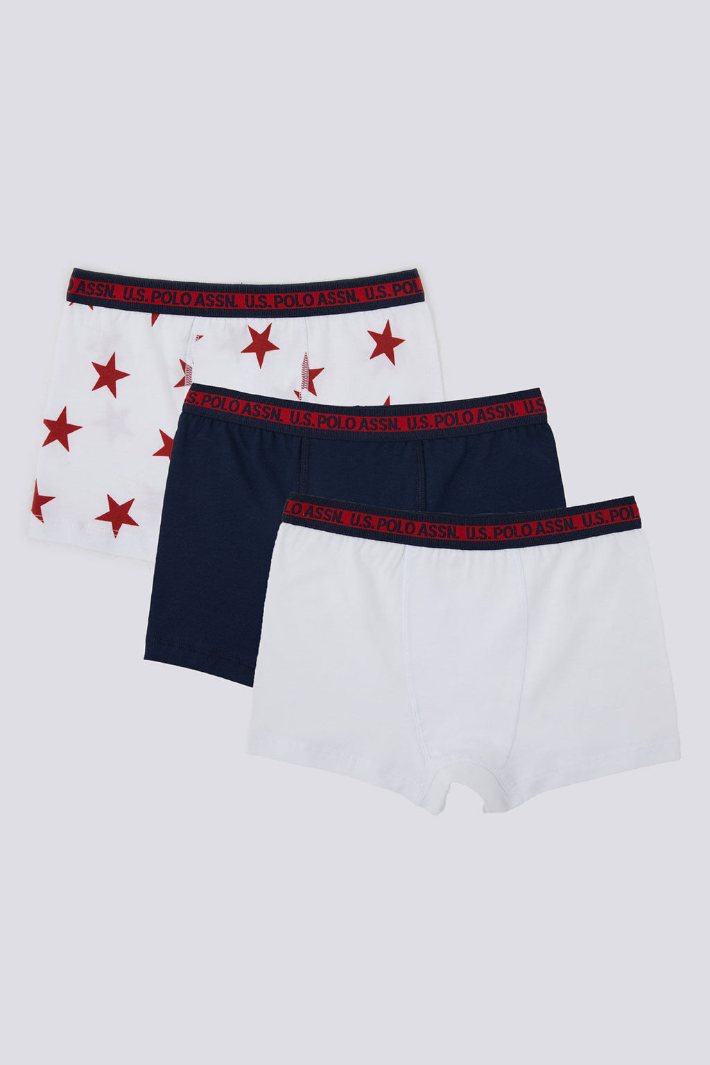 U.S. Polo Assn., Set de boxeri cu logo - 3 perechi, Alb, Bleumarin, 134-140 CM