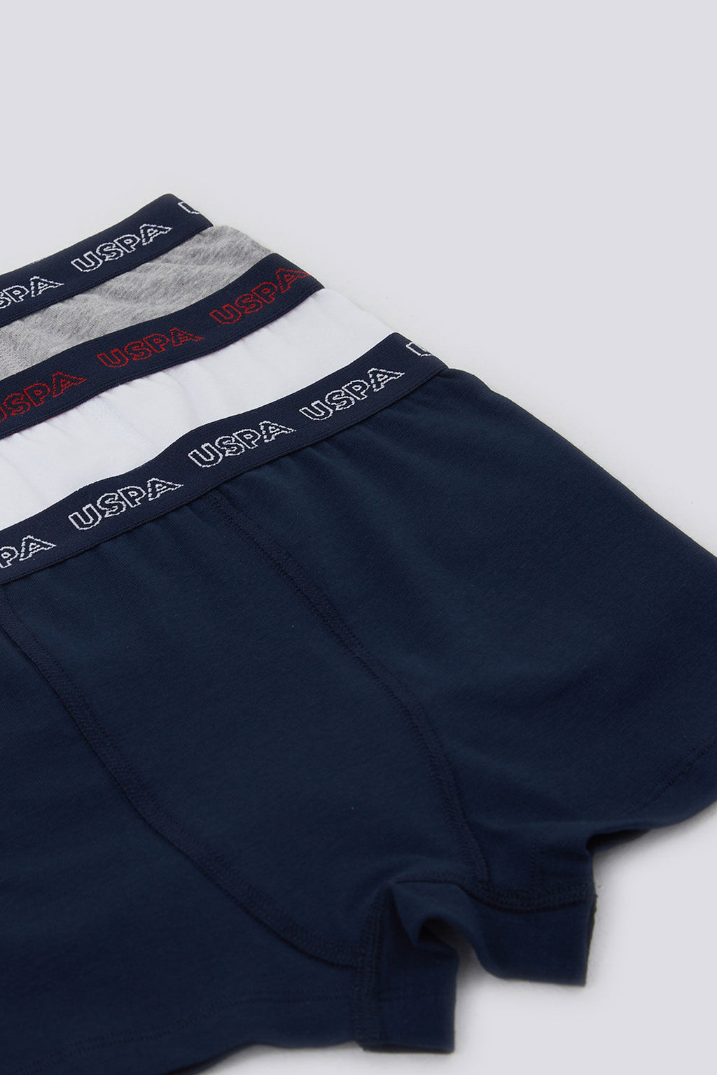 U.S. Polo Assn., Set de boxeri cu logo - 3 perechi, Gri, Alb, Bleumarin, 122-128 CM