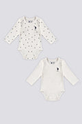 U.S. Polo Assn., Set de body-uri de bumbac cu decolteu la baza gatului - 2 piese, Alb, Albastru ultramarin, 74-80 CM