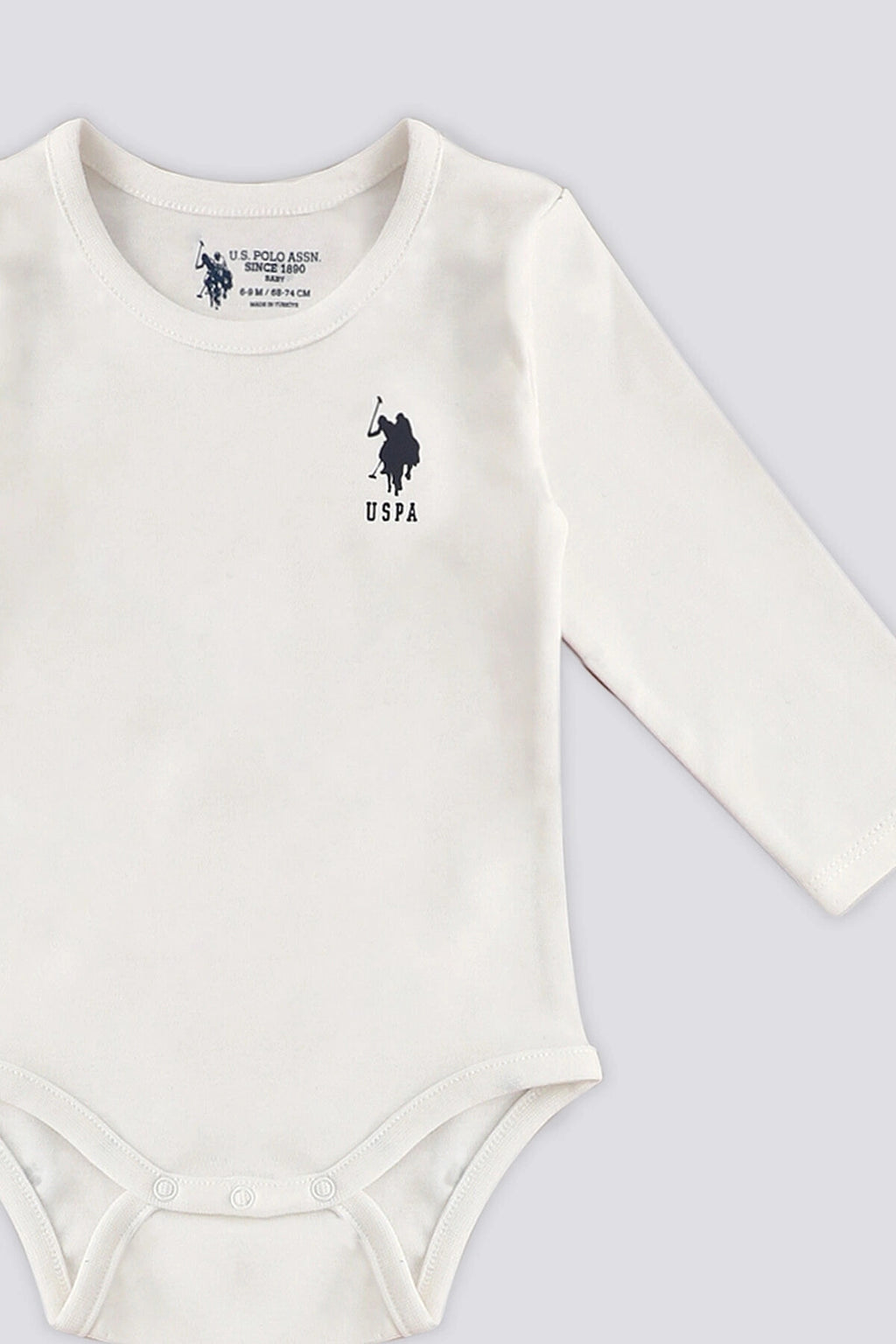 U.S. Polo Assn., Set de body-uri de bumbac cu decolteu la baza gatului - 2 piese, Alb, Albastru ultramarin, 74-80 CM