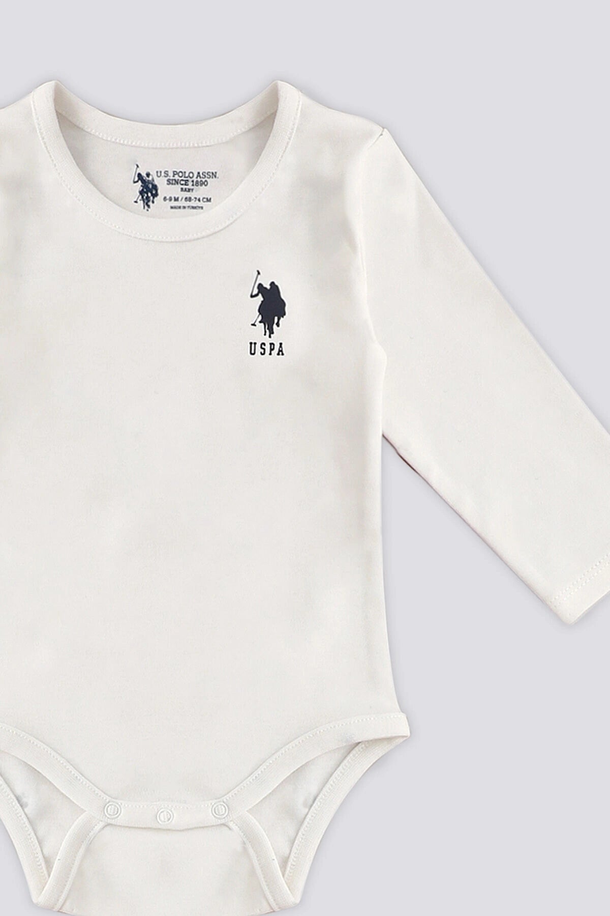 U.S. Polo Assn., Set de body-uri de bumbac cu decolteu la baza gatului - 2 piese, Alb, Albastru ultramarin, 74-80 CM