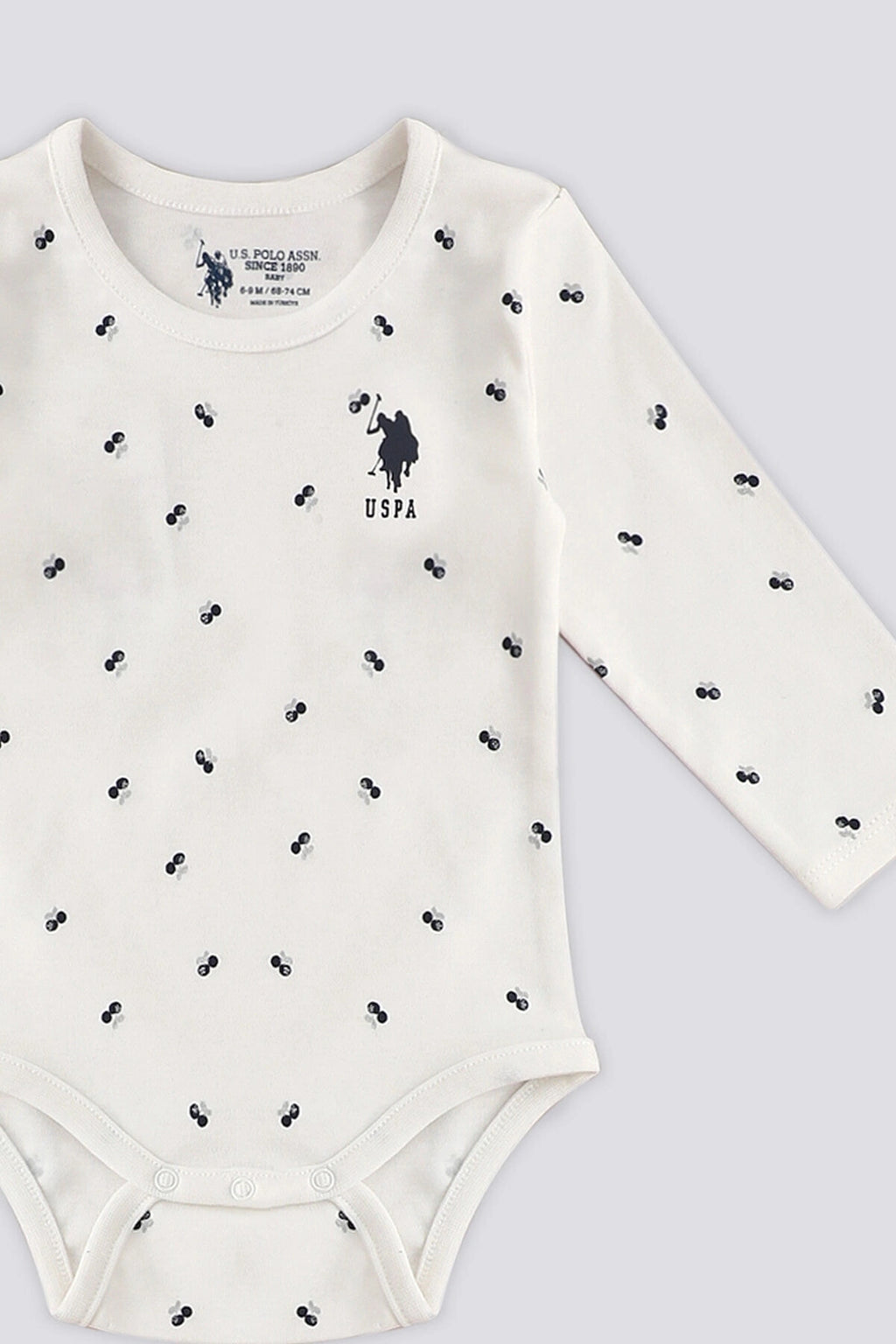 U.S. Polo Assn., Set de body-uri de bumbac cu decolteu la baza gatului - 2 piese, Alb, Albastru ultramarin, 74-80 CM