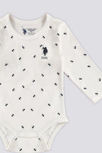 U.S. Polo Assn., Set de body-uri de bumbac cu decolteu la baza gatului - 2 piese, Alb, Albastru ultramarin, 74-80 CM