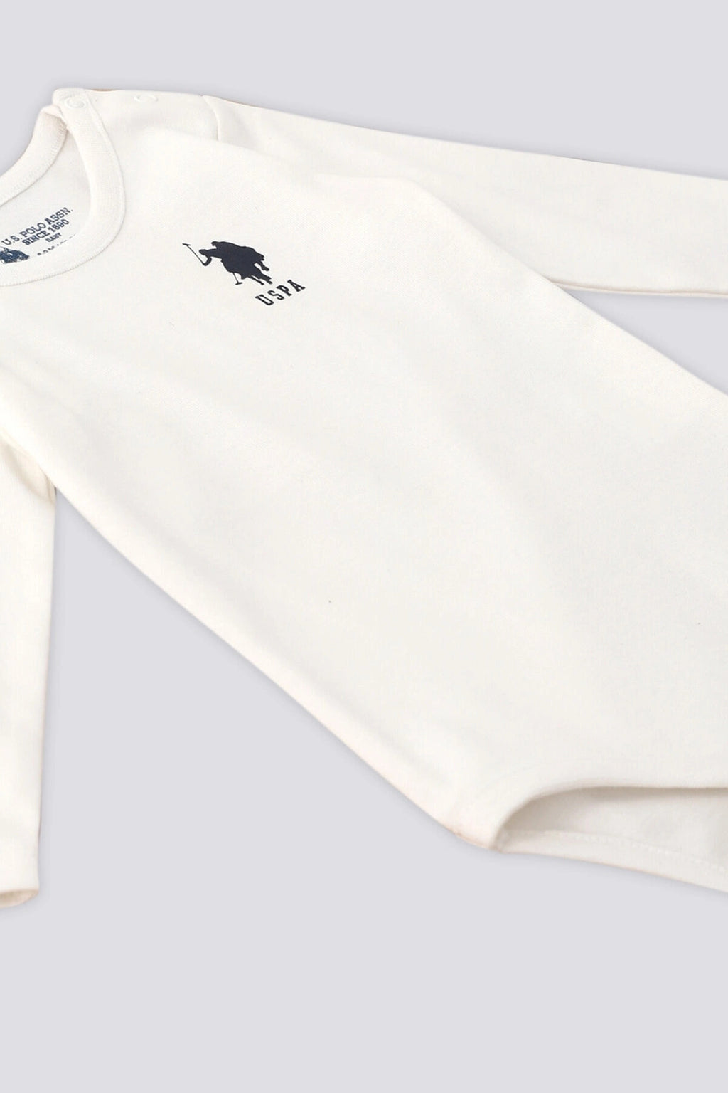 U.S. Polo Assn., Set de body-uri de bumbac cu decolteu la baza gatului - 2 piese, Alb, Albastru ultramarin, 74-80 CM