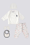 U.S. Polo Assn., Set de imbracaminte de bumbac - 5 piese, Alb, 50-56 CM