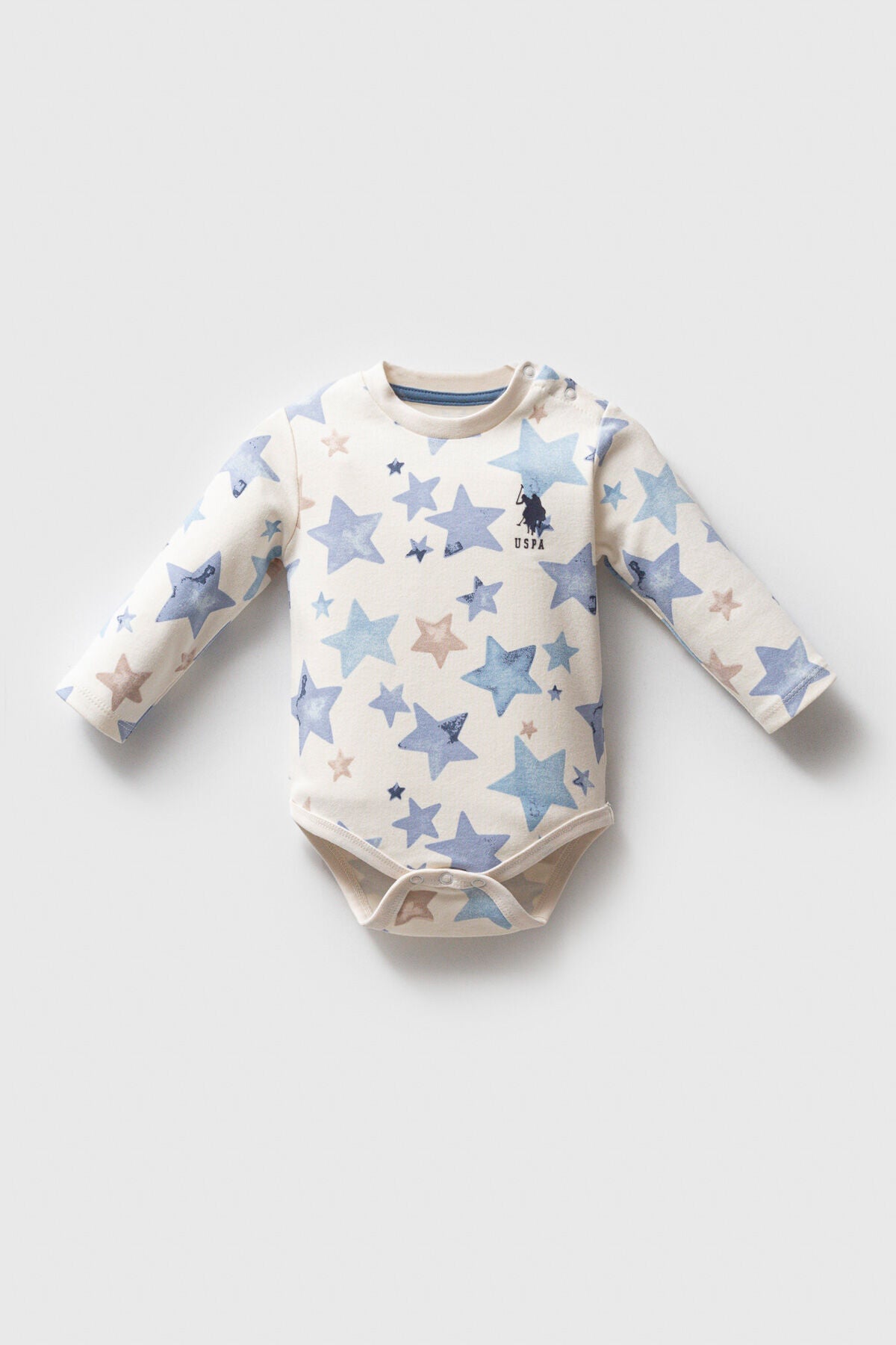 U.S. Polo Assn. Set trei body-uri din bumbac, prindere cu capse