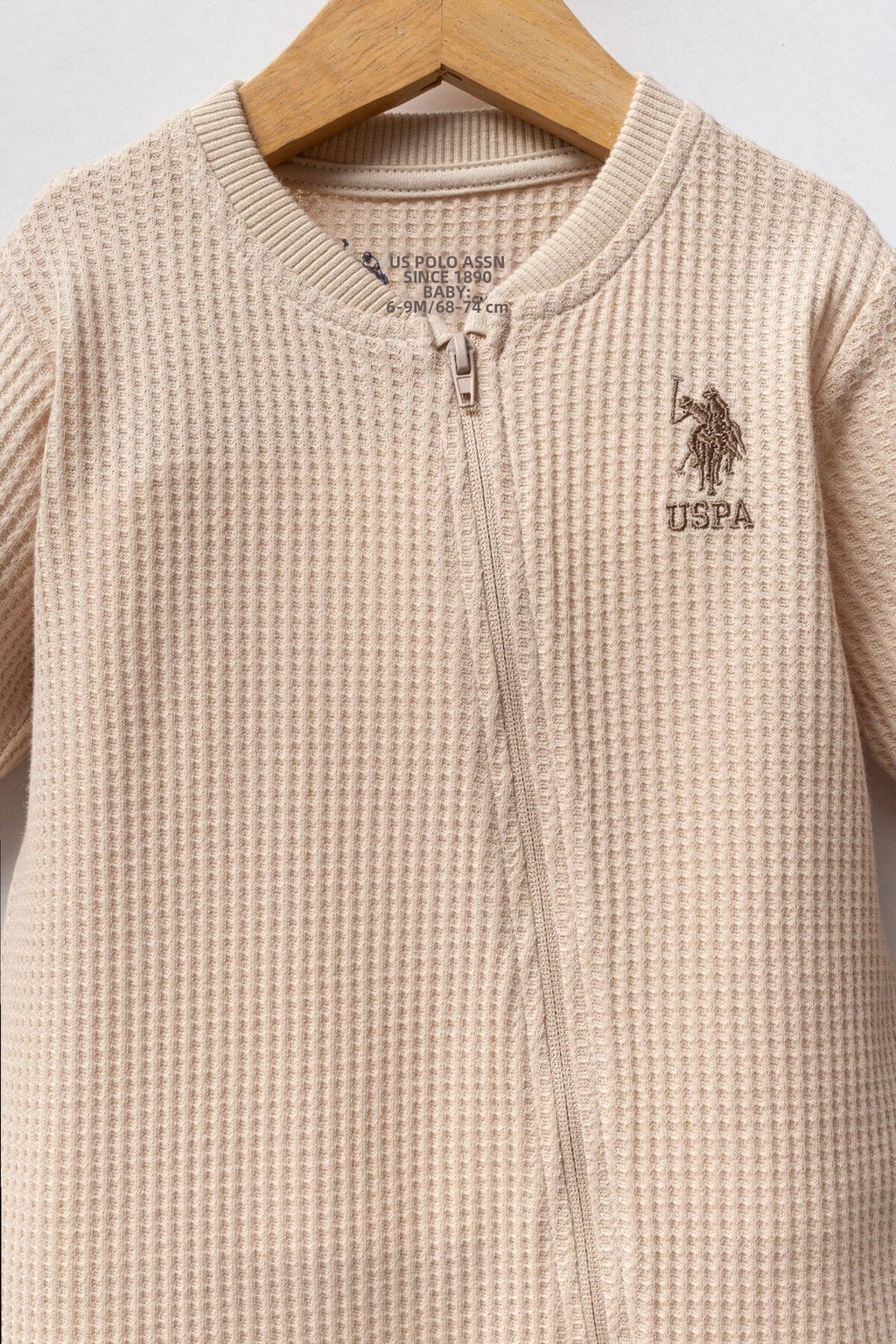 U.S. Polo Assn. Salopeta cu fermoar, din bumbac pentru bebelusi