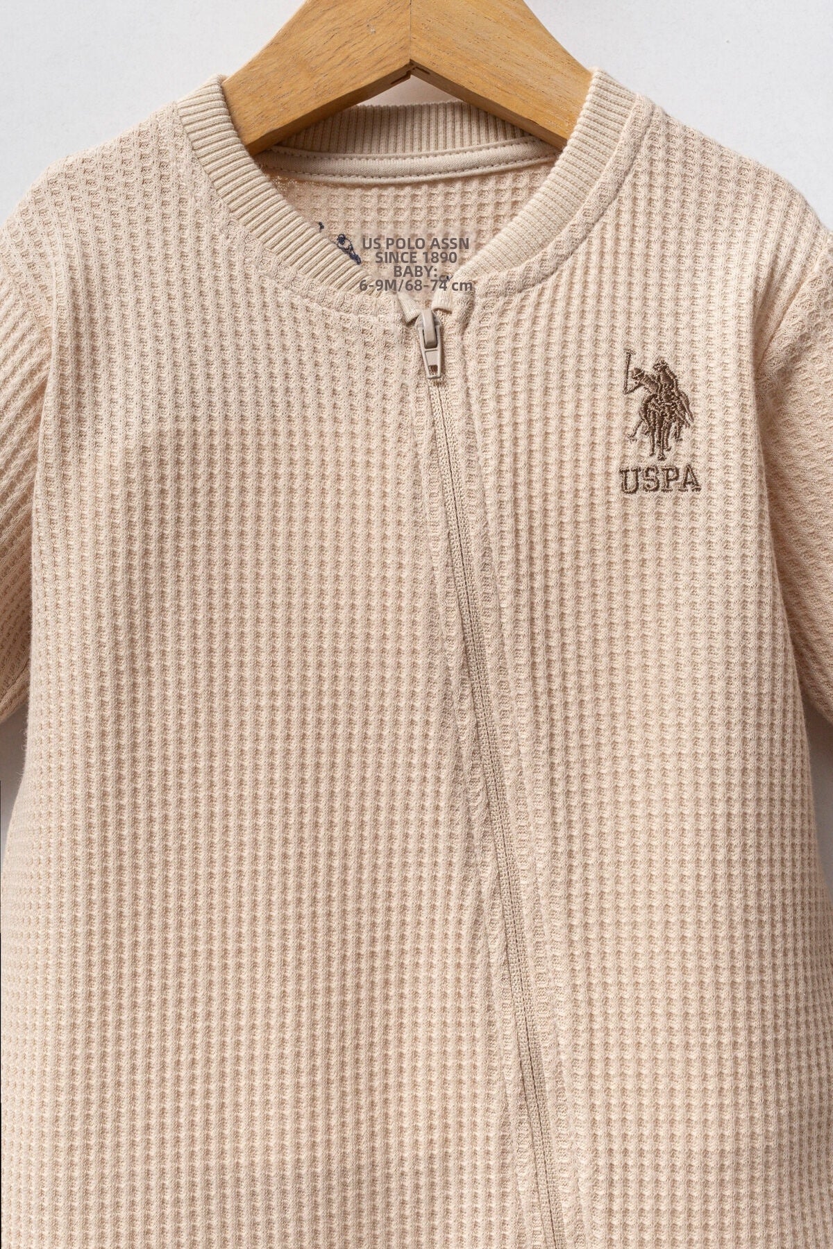 U.S. Polo Assn. Salopeta cu fermoar, din bumbac pentru bebelusi