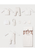 U.S. Polo Assn. Set 10 piese pentru nou nascuti, din bumbac, alb