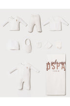 U.S. Polo Assn. Set 10 piese pentru nou nascuti, din bumbac, alb