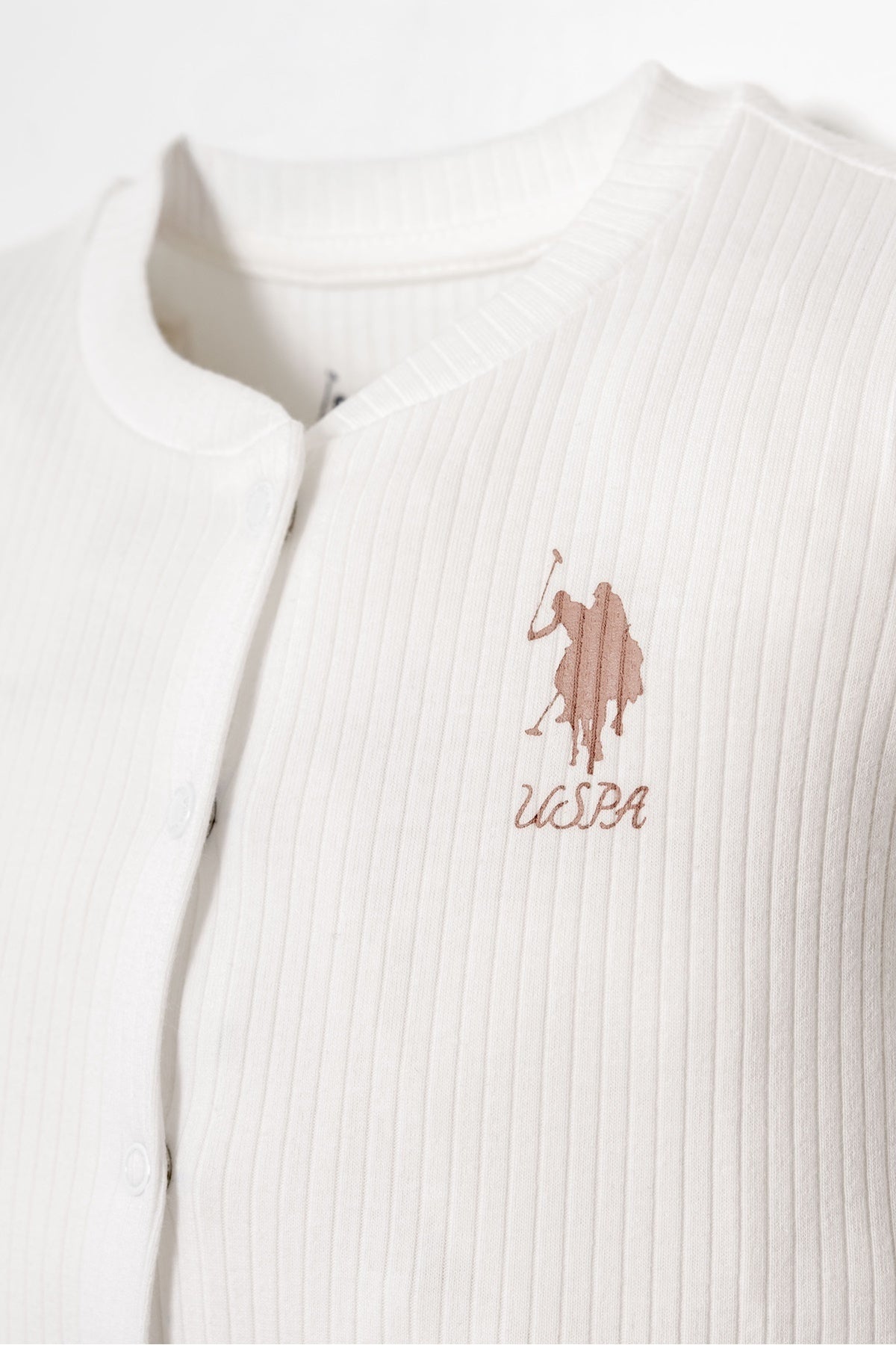 U.S. Polo Assn. Set 10 piese pentru nou nascuti, din bumbac, alb