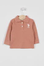 U.S. Polo Assn. Bluza cu maneca lunga si guler, dim bumbac, pentru copii