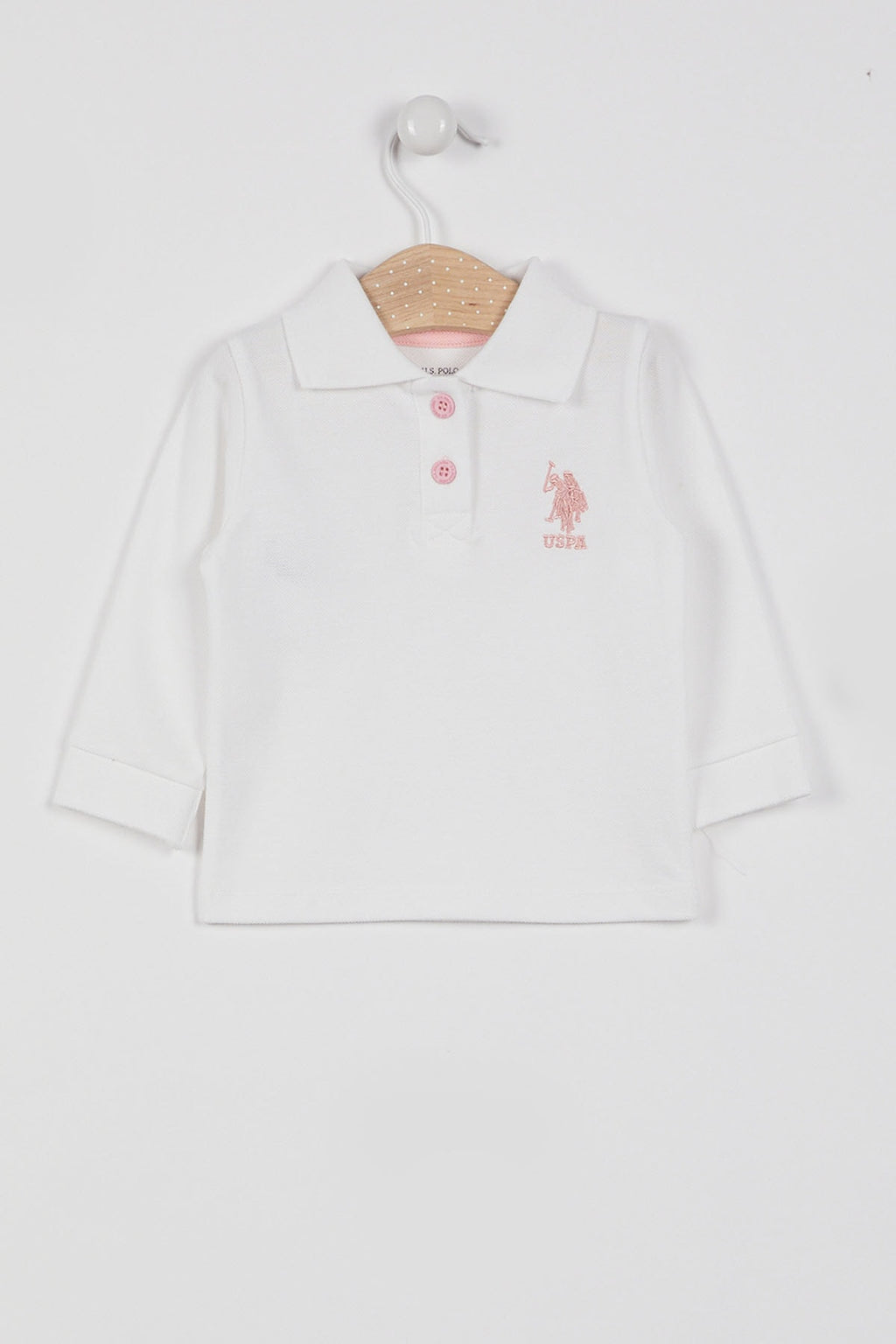 U.S. Polo Assn., Bluza polo cu logo, Alb, 68-74 CM