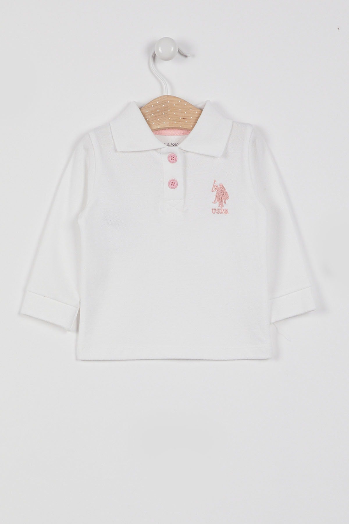 U.S. Polo Assn., Bluza polo cu logo, Alb, 68-74 CM