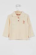 U.S. Polo Assn. Bluza cu maneca lunga si guler, dim bumbac, pentru copii