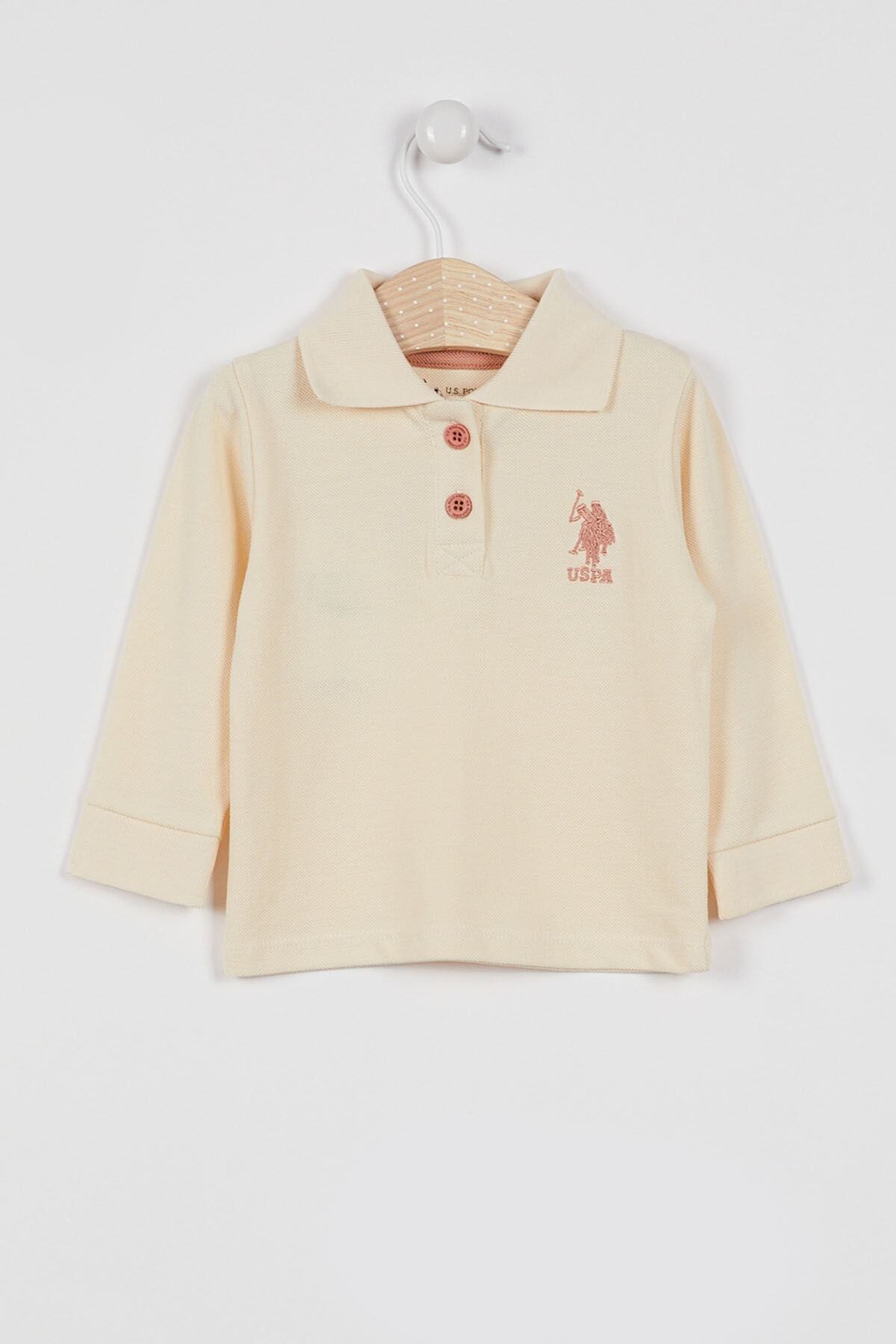 U.S. Polo Assn. Bluza cu maneca lunga si guler, dim bumbac, pentru copii