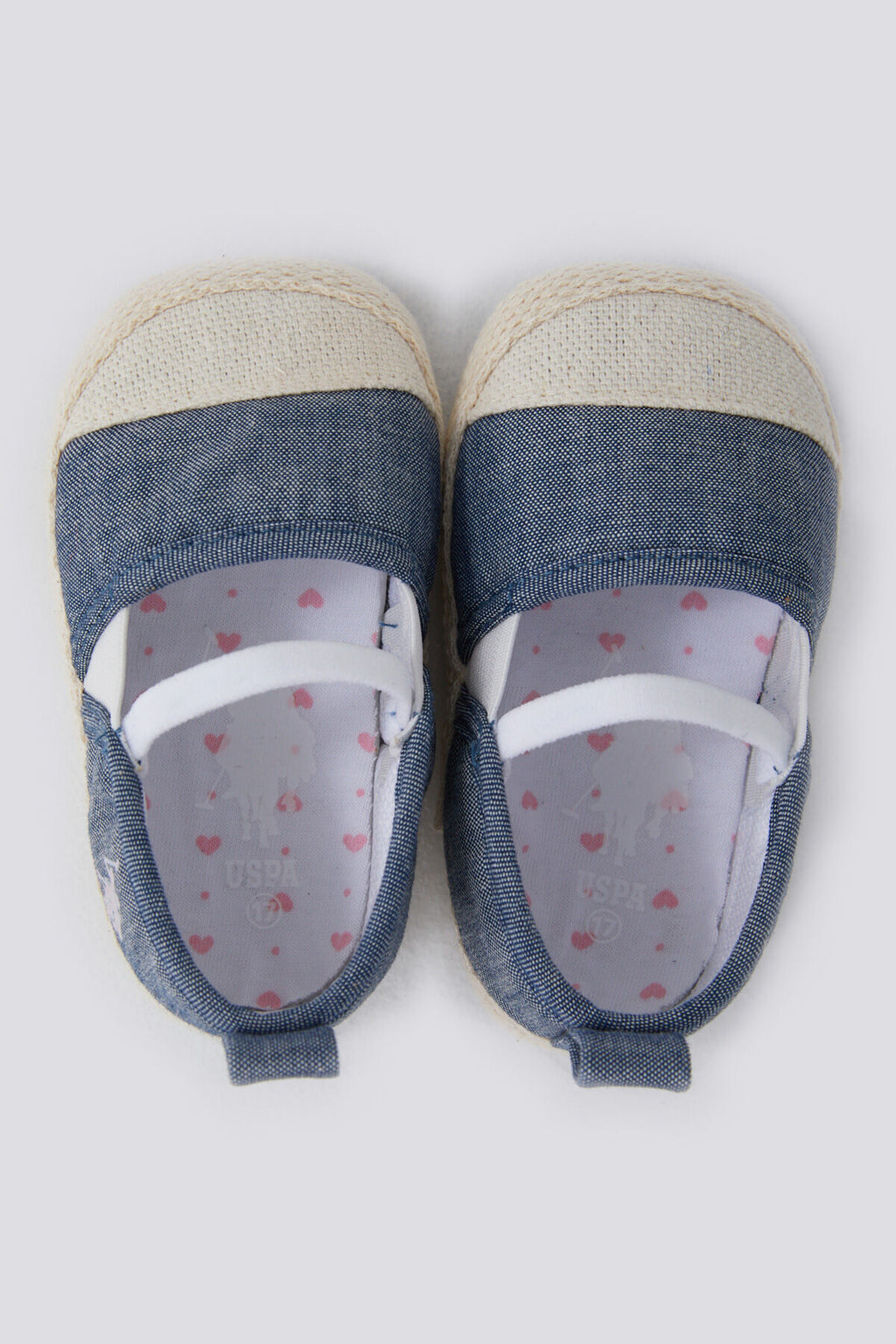 U.S. Polo Assn., Botosei slip-on, Alb fildes, Albastru melange, 18 EU